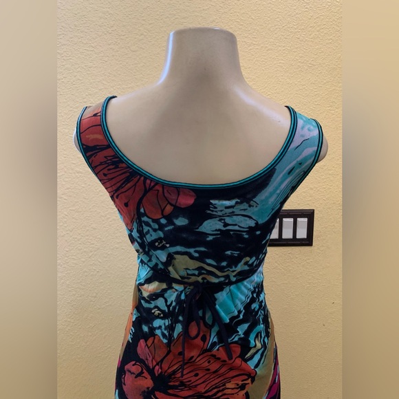 São Paulo Size 6 Sleeveless Multicolor Tie-Waist Sheath Dress - Picture 7 of 12